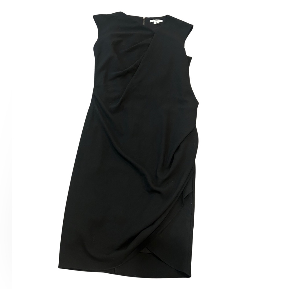 Helmut Lang Dry Crepe Asymmetrical Black Dress | Size Small - Picture 2 of 7